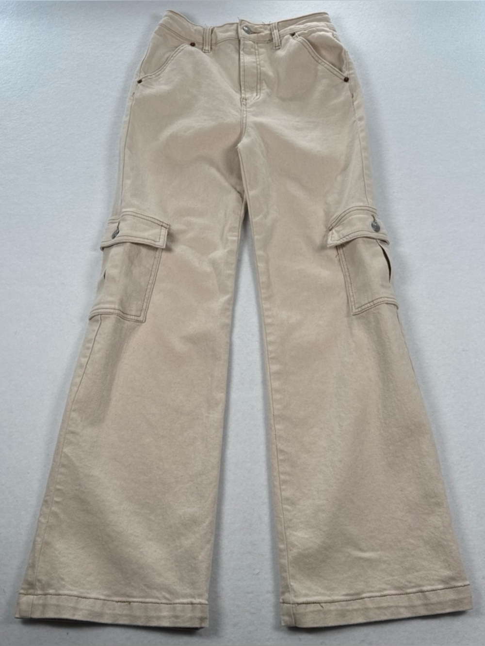 S.O.N.G Cargo Street Jeans Women's 5 / 27 Cream High Rise Wide Leg Baggy SONG